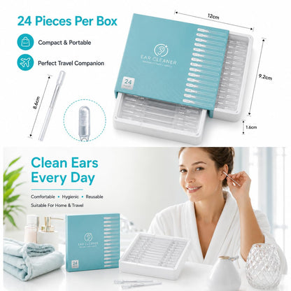 Reusable Sticky Ear Cleaner Tool Set, 24 Pcs Soft Silicone Adhesive Ear Wax Removal Sticks with Washable Resin Tips for Safe Ear Cleaning, Reusable Ear Pick Kit for Adults and Children